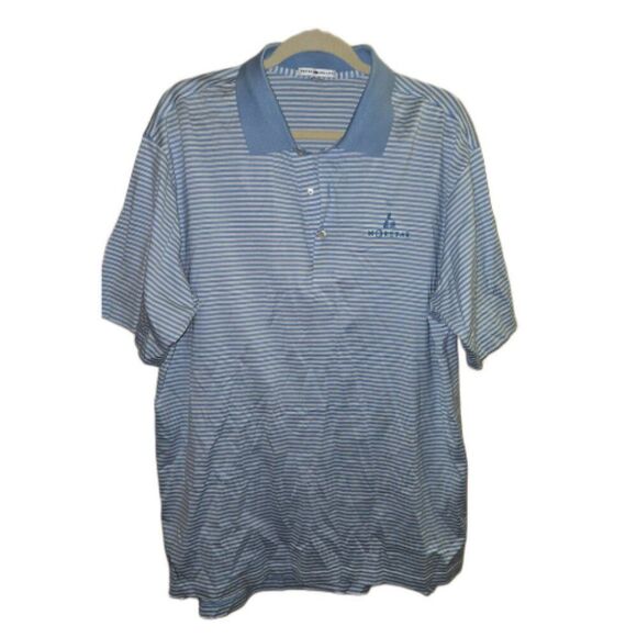 Peter Millar Men's Blue Striped Polo Golf Shirt XL - Picture 1 of 3